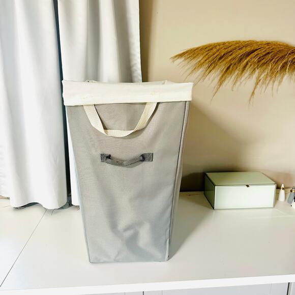 Silver Grey Laundry Hamper Handle Cloth Storage Basket White Mesh Removable Bag - Picture 7 of 9